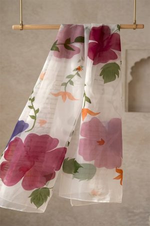 Premium Multicolored Flower Print Dupatta - RUQIAS
