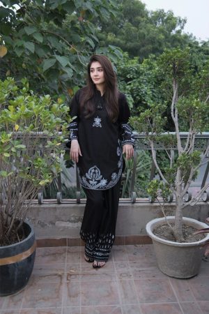 Black & White Embroidered 2-Piece Shalwar Kameez