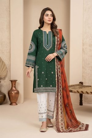 stitched 3-Piece Embroidered Lawn Suit for Women