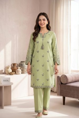 Mint Green & Grey Embroidered 2-Piece Stitched Lawn Suit