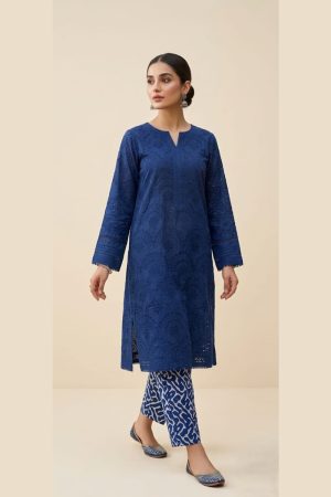 Royal Blue Embroidered Chikankari 2-Piece Suit