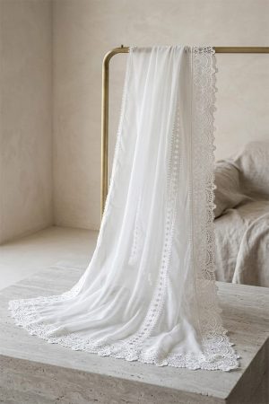 Premium White Chiffon Dupatta with Scalloped Lace